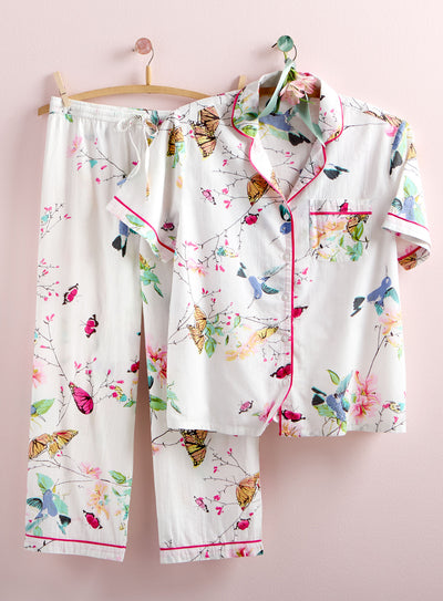 Bird and Butterfly Short-Sleeve Pajamas