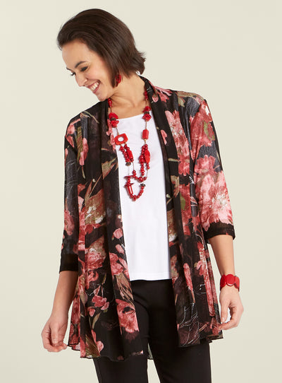 Wearever Dark Florals Mesh Cardigan