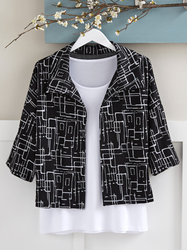 Chalk Drawing Cropped Jacket FINAL SALE (No Returns)