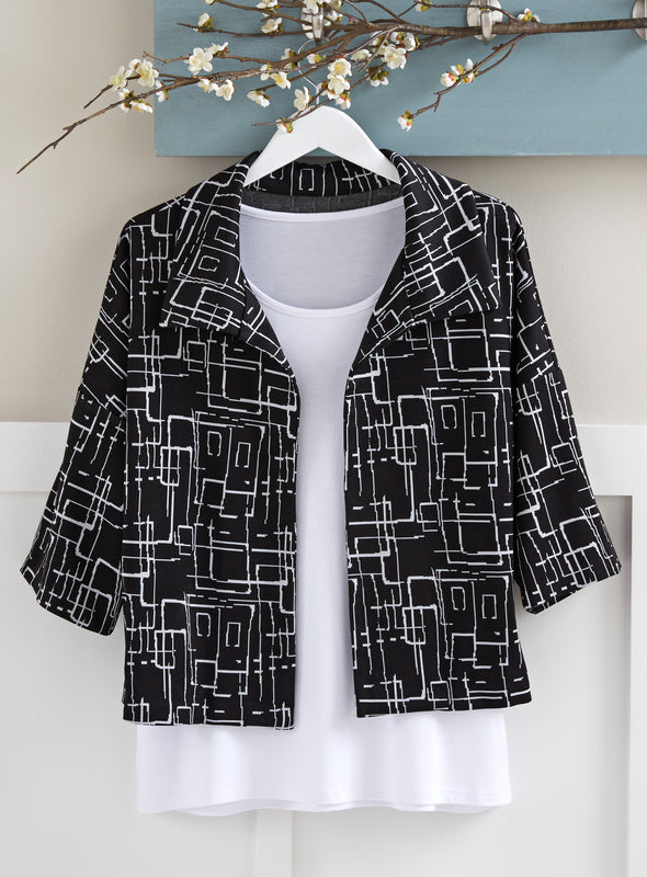 Chalk Drawing Cropped Jacket FINAL SALE (No Returns)