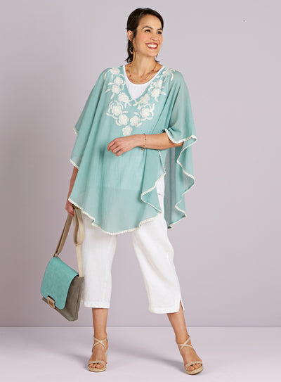 Embroidered Lei Poncho Outfit