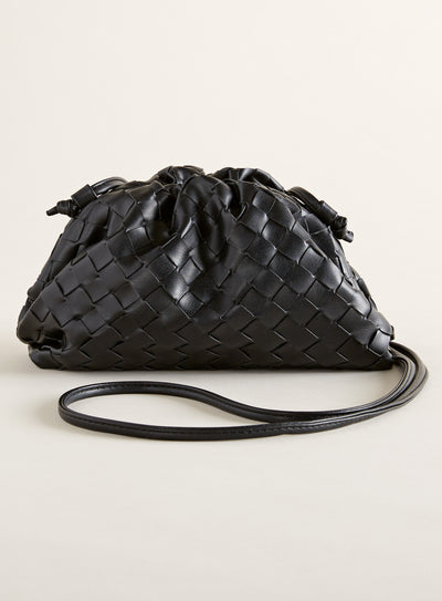 Woven Leather Crescent Bag