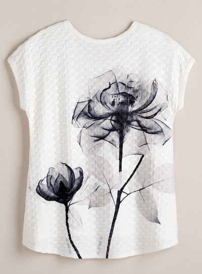 Black Rose Pucker Knit Top FINAL SALE (No Returns)