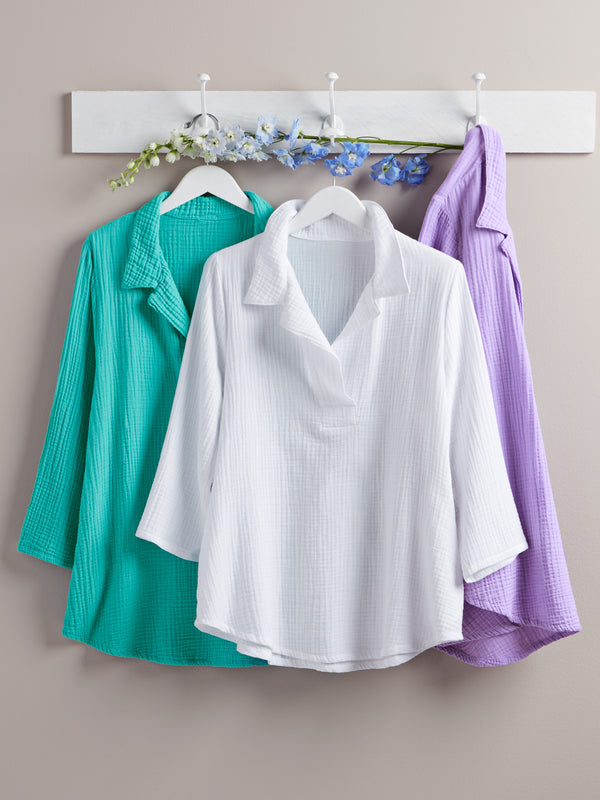 Cotton Ripple Pocket Blouse FINAL SALE (No Returns)