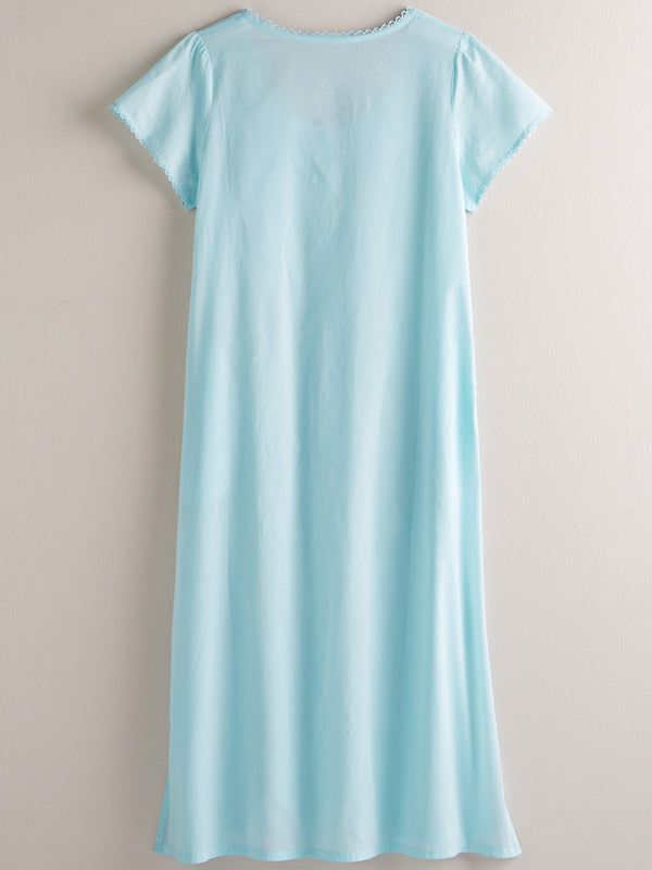 Pleated Cotton Appliqué Nightgown FINAL SALE (No Returns)