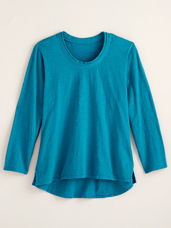 Classic Cotton High-Low Top - Slub Knit Solid