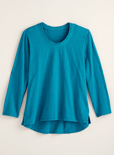 Classic Cotton High-Low Top - Slub Knit Solid