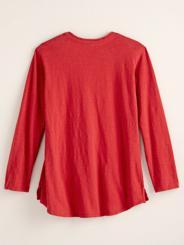 Classic Cotton High-Low Top - Slub Knit Solid