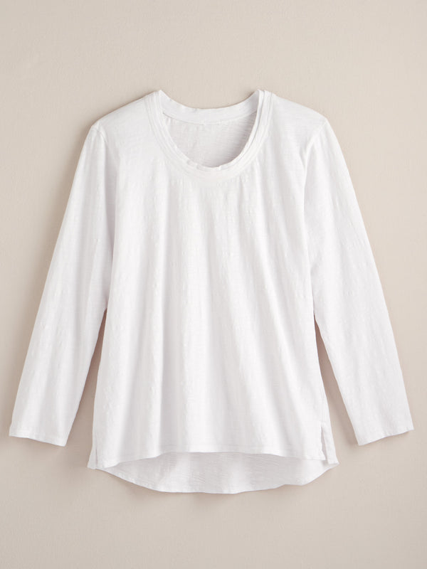 Classic Cotton High-Low Top - Slub Knit Solid