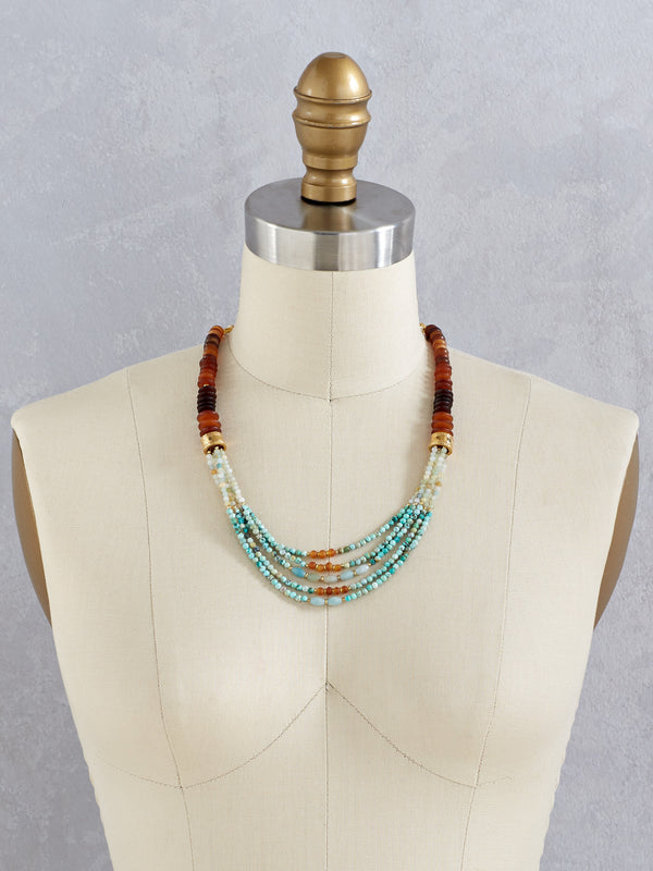 Mitarai Amazonite and Jade Necklace