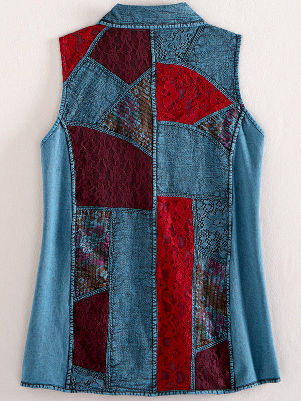 Patchwork Lace Reversible Vest