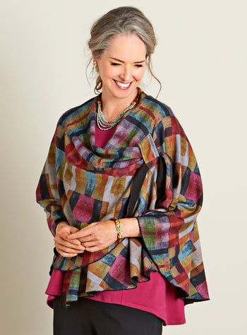 Hands-Free Reversible Knit Wrap - Stained Glass