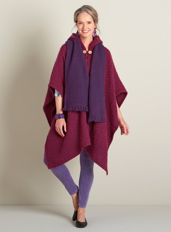 Irish Herringbone Woolen Poncho FINAL SALE (No Returns)