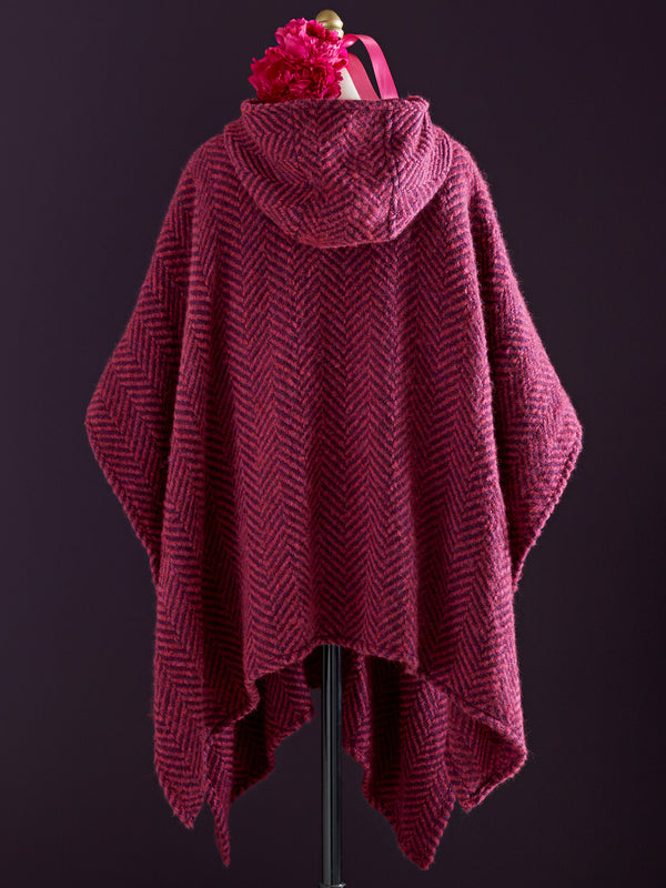 Irish Herringbone Woolen Poncho FINAL SALE (No Returns)