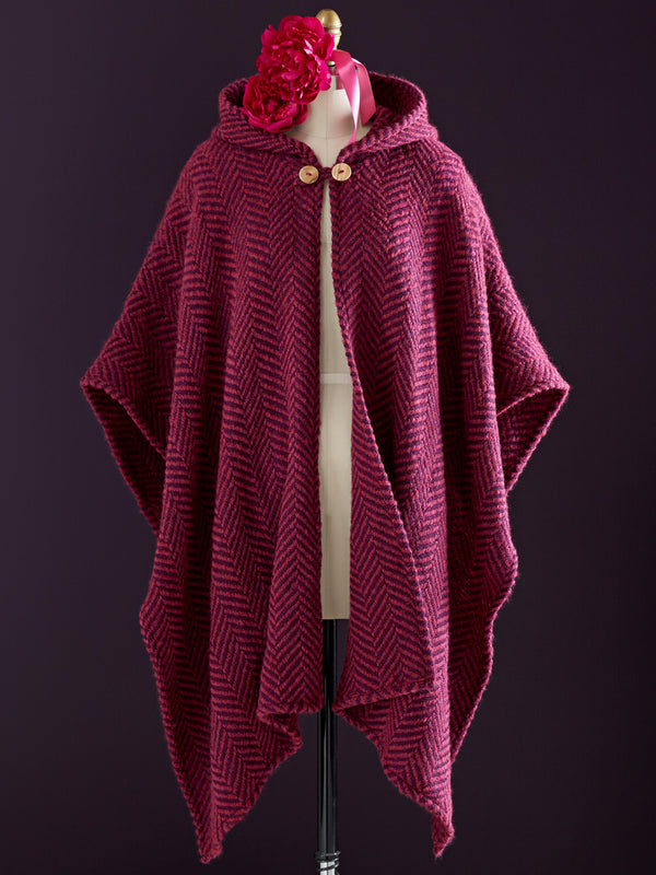 Irish Herringbone Woolen Poncho FINAL SALE (No Returns)