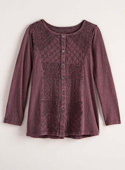 Stonewashed Embroidered Long-sleeve Tee