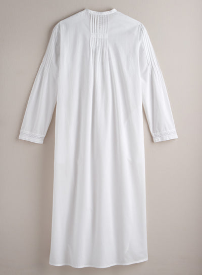 Cotton Pintuck Long-Sleeve Nightgown FINAL SALE (No Returns)