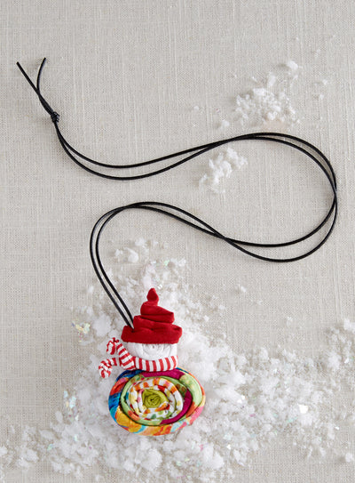 Fabric Snowman Magnetic Pin/Pendant Necklace FINAL SALE (No Returns)