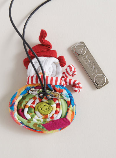 Fabric Snowman Magnetic Pin/Pendant Necklace FINAL SALE (No Returns)