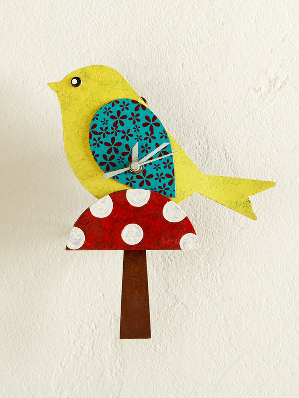 Colombian Bird and Mushroom Wall Clock FINAL SALE (No Returns)