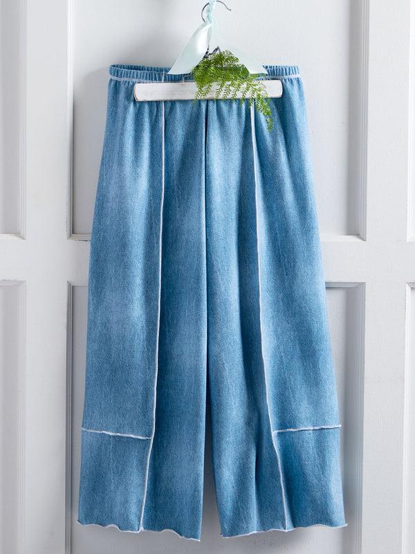 Denim Look Wide Leg Crop Pants