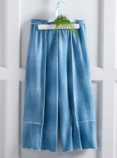 Denim Look Wide Leg Crop Pants