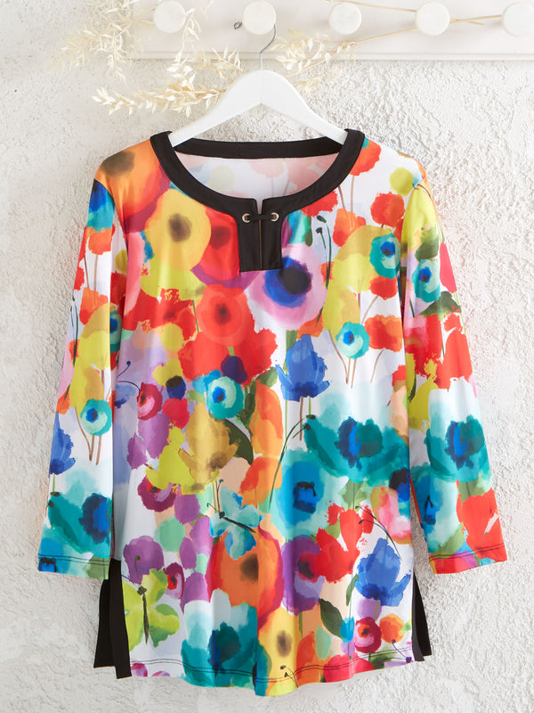 Watercolor Poppies Top