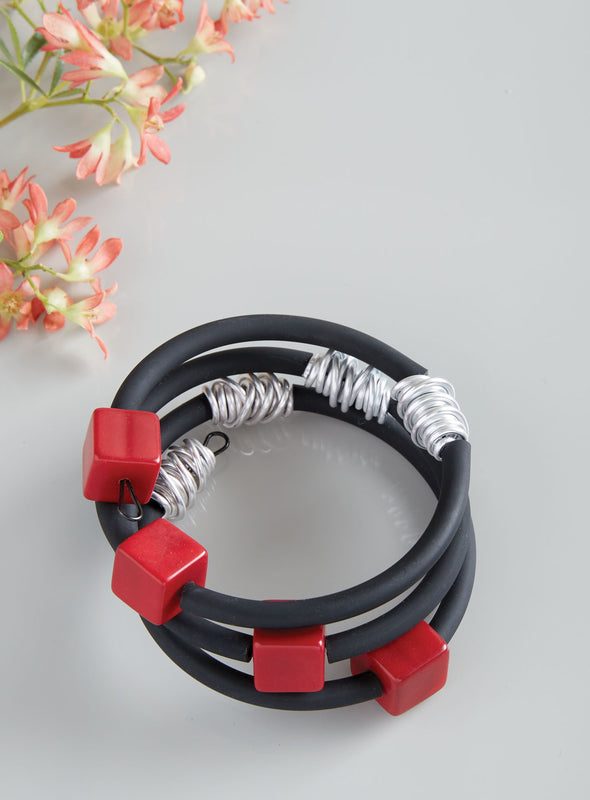 Crimson Cubes Wrap Bracelet