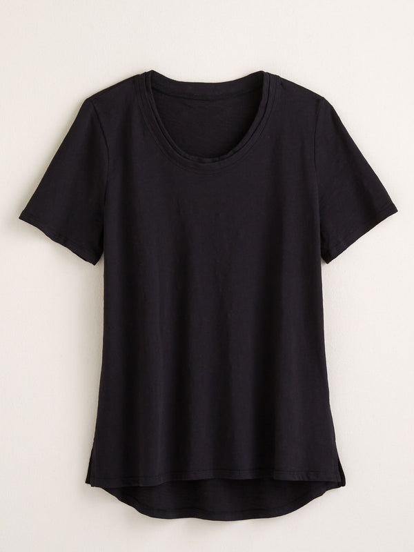 Classic Cotton High-Low Tee - Slub Knit Solid