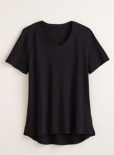 Classic Cotton High-Low Tee - Slub Knit Solid