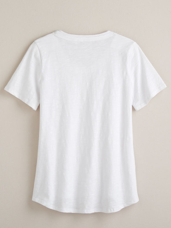 Classic Cotton High-Low Tee - Slub Knit Solid