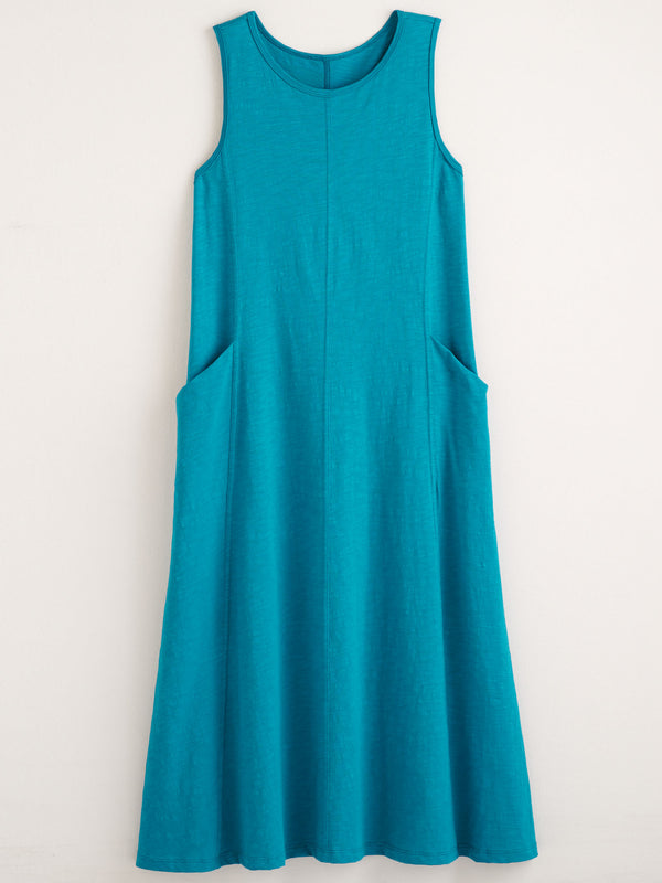 Classic Cotton Sleeveless Tank Dress - Slub Knit Solid