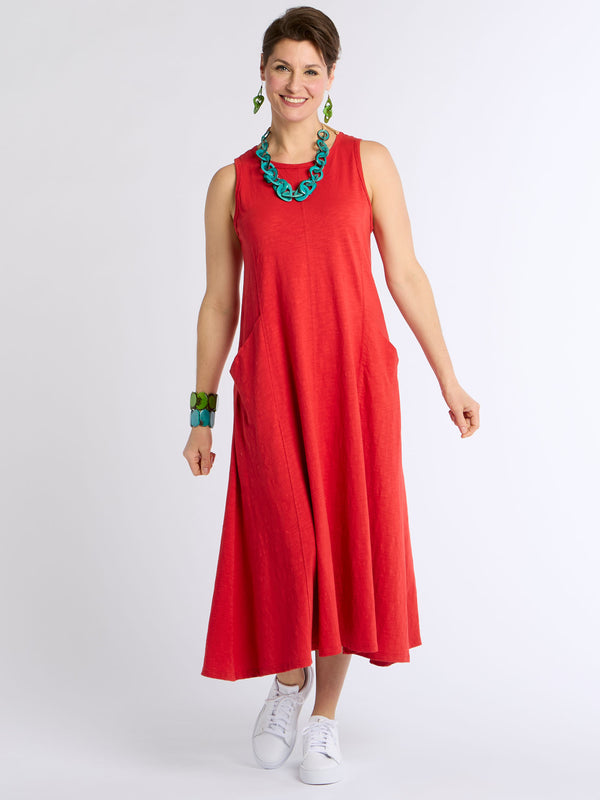 Classic Cotton Sleeveless Tank Dress - Slub Knit Solid