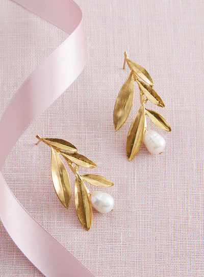 Olive Tree Pearl Earrings