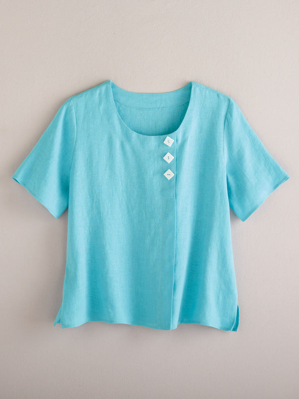 Diamond Button Linen Blouse