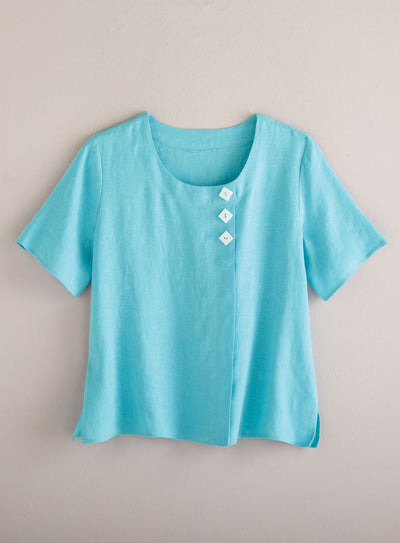 Diamond Button Linen Blouse