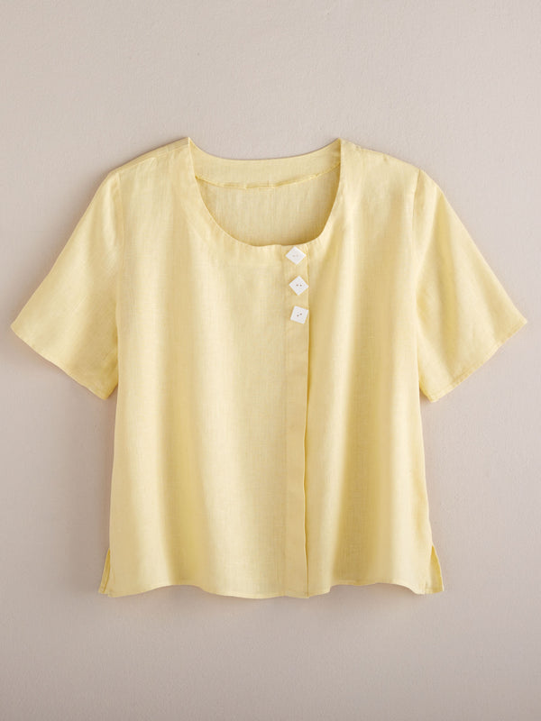 Diamond Button Linen Blouse