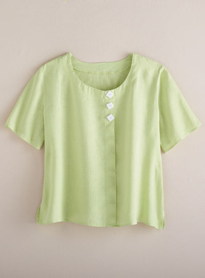 Diamond Button Linen Blouse