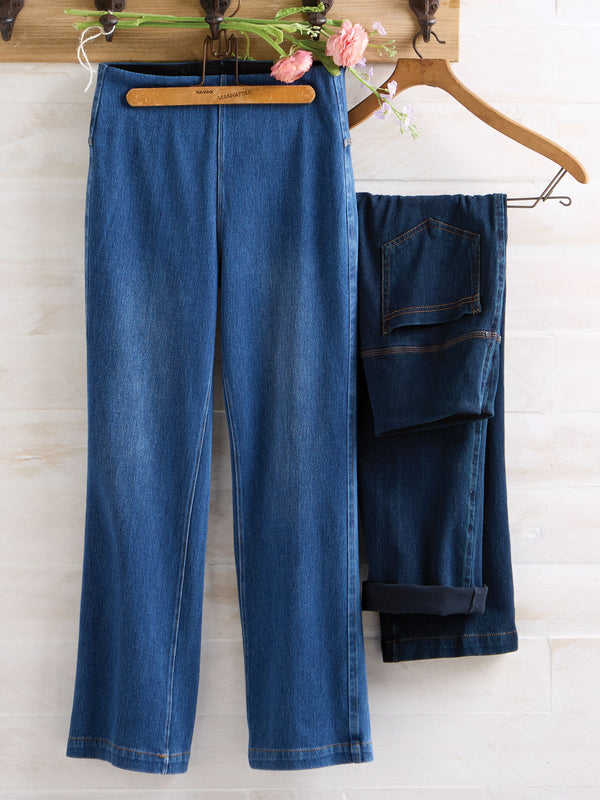 High Rise Stretch Denim Blue Jeans