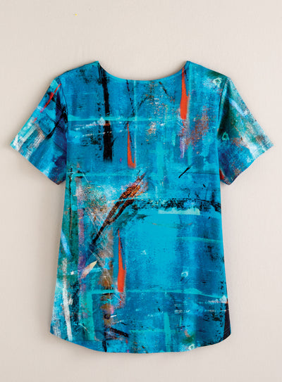 Sea Spray Shirred V-Neck Tee