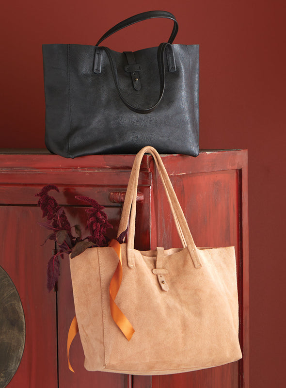 Slouchy Leather Buckled Tote