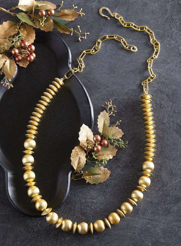 Satin Gold Beaded Necklace