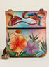 Hibiscus Hand-painted Leather Crossbody Bag FINAL SALE (No Returns)