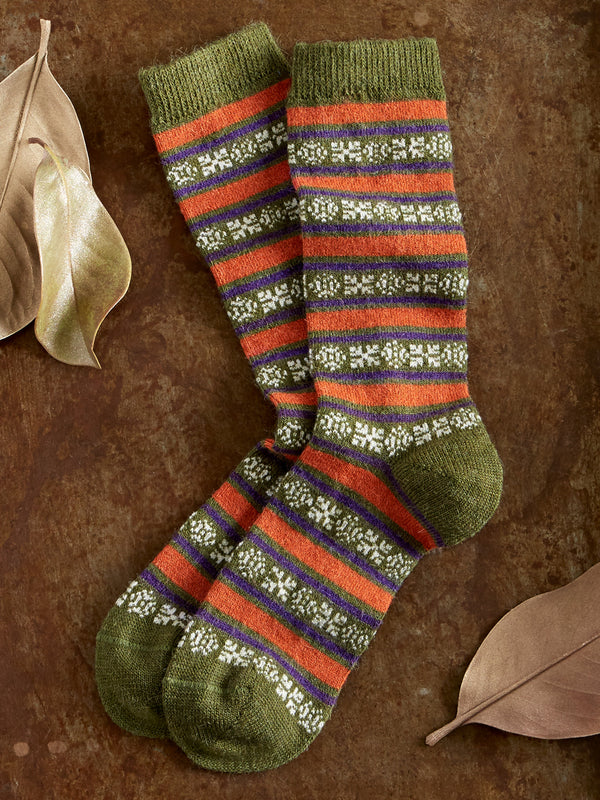 Cozy Alpaca Solid Stripe Socks FINAL SALE (No Returns)