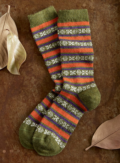 Cozy Alpaca Solid Stripe Socks FINAL SALE (No Returns)