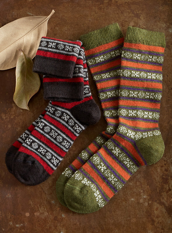 Cozy Alpaca Solid Stripe Socks FINAL SALE (No Returns)