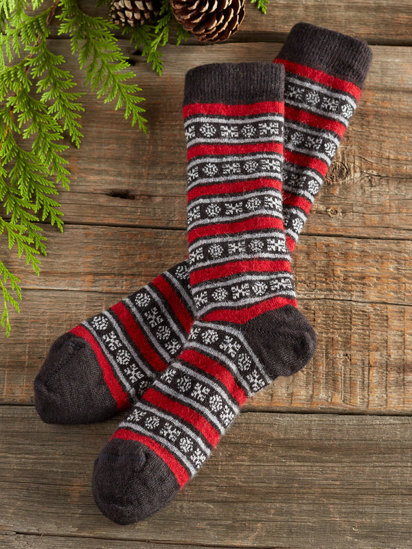 Cozy Alpaca Solid Stripe Socks FINAL SALE (No Returns)