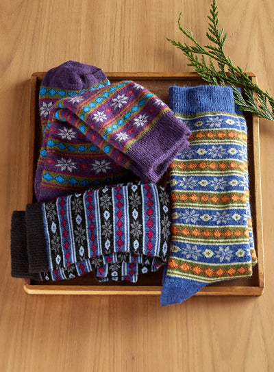 Cozy Alpaca Diamond Stripe Socks FINAL SALE (No Returns)