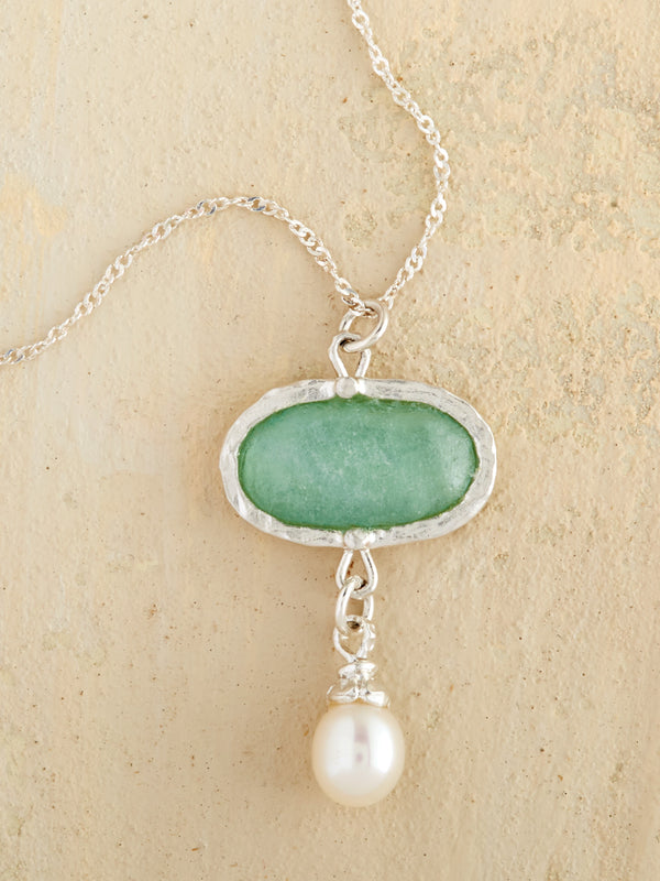 Aqua Roman Glass and Pearl Jewelry