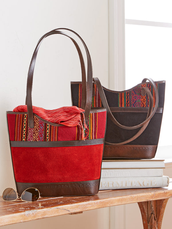 Illimani Wool and Suede Tote